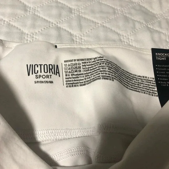 NWT Victoria’s Secret Sport White Mid-Rise Ankle Length Knockout Leggings - Picture 3 of 6
